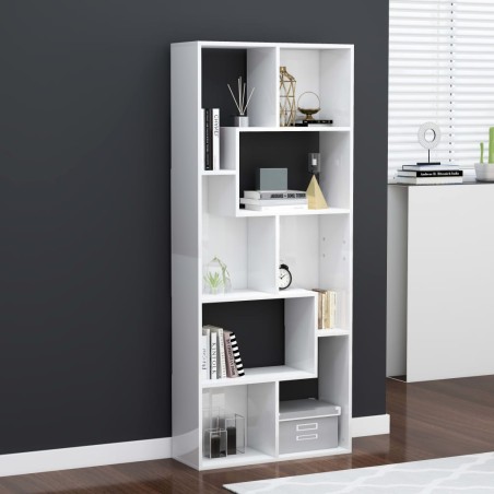 vidaXL Estantería madera contrachapada blanco brillante 67x24x161 cm