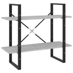 vidaXL Estantería de 2 niveles contrachapada gris hormigón 80x30x70 cm