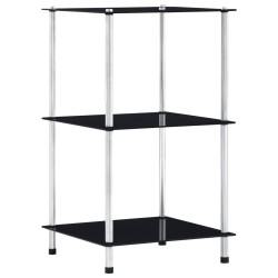 vidaXL Estantería 3 niveles cristal templado negro 40x40x67 cm