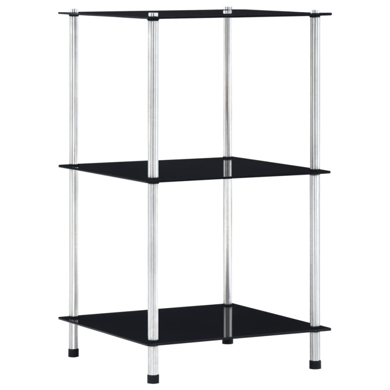 vidaXL Estantería 3 niveles cristal templado negro 40x40x67 cm vidaXL Estantería 3 niveles cristal templado negro 40x40x67 cm