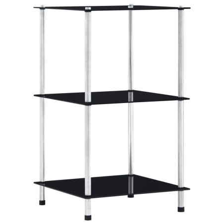vidaXL Estantería 3 niveles cristal templado negro 40x40x67 cm