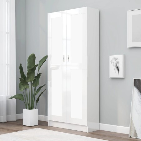 vidaXL Armario de libros contrachapada blanco brillo 82,5x30,5x185,5cm