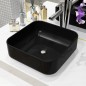 vidaXL Lavabo cuadrado de cerámica negro 38x38x13,5 cm