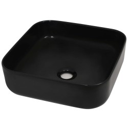 vidaXL Lavabo cuadrado de cerámica negro 38x38x13,5 cm