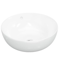 vidaXL Lavabo redondo cerámica blanco 44x17 cm