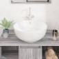 vidaXL Lavabo redondo cerámica blanco 44x17 cm vidaXL Lavabo redondo cerámica blanco 44x17 cm