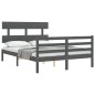 vidaXL Estructura de cama con cabecero madera maciza gris 140x200 cm vidaXL Estructura de cama con cabecero madera maciza gris 140x200 cm