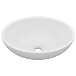 vidaXL Lavabo de lujo ovalado cerámica blanco mate 40x33 cm 