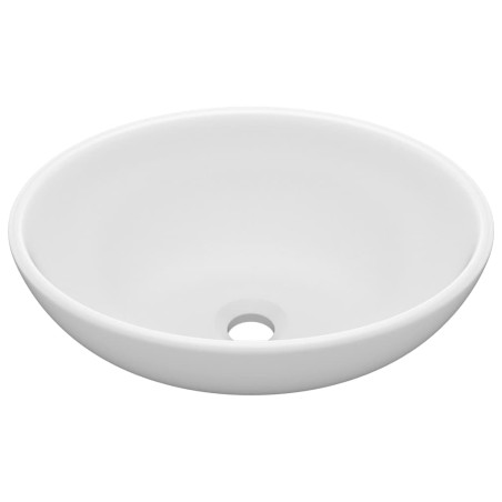 vidaXL Lavabo de lujo ovalado cerámica blanco mate 40x33 cm 