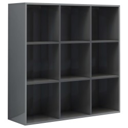 vidaXL Estantería de madera contrachapada gris brillante 98x30x98 cm