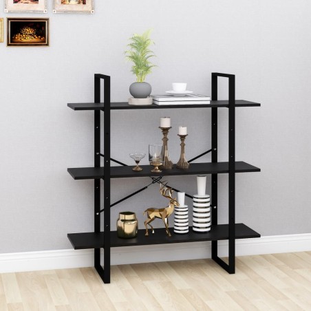 vidaXL Estantería 3 niveles madera maciza de pino negro 100x30x105 cm