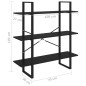 vidaXL Estantería 3 niveles madera maciza de pino negro 100x30x105 cm vidaXL Estantería 3 niveles madera maciza de pino negro 100x30x105 cm