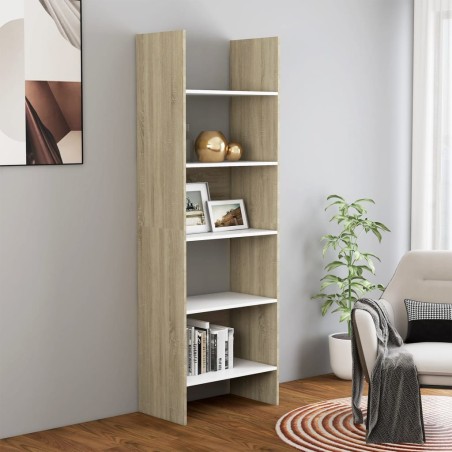 vidaXL Estantería madera contrachapada blanco y roble 60x35x180 cm