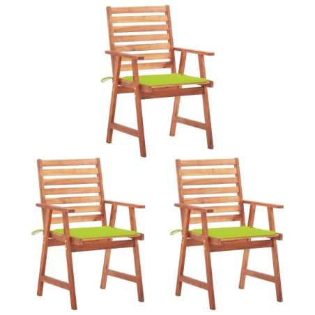 vidaXL Sillas comedor de jardín 3 uds madera maciza acacia y cojines