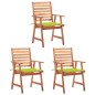 vidaXL Sillas comedor de jardín 3 uds madera maciza acacia y cojines vidaXL Sillas comedor de jardín 3 uds madera maciza acacia y cojines
