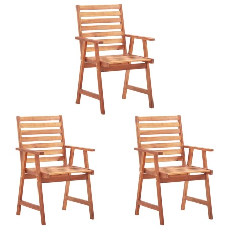vidaXL Sillas comedor de jardín 3 uds madera maciza acacia y cojines