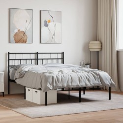 vidaXL Estructura de cama con cabecero metal negro 150x200 cm