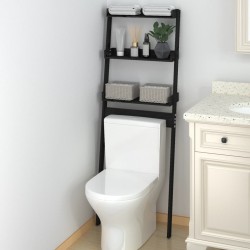 vidaXL Estante de baño madera maciza de pino negro 63,5x32x179 cm