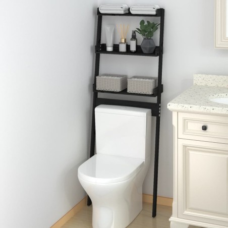 vidaXL Estante de baño madera maciza de pino negro 63,5x32x179 cm