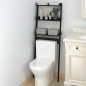 vidaXL Estante de baño madera maciza de pino negro 63,5x32x179 cm