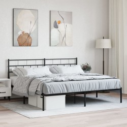vidaXL Estructura de cama con cabecero metal negro 180x200 cm