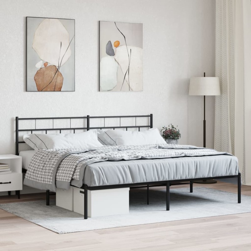 vidaXL Estructura de cama con cabecero metal negro 180x200 cm vidaXL Estructura de cama con cabecero metal negro 180x200 cm