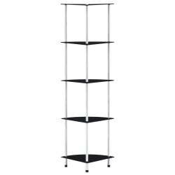 vidaXL Estantería 5 niveles cristal templado negro 30x30x130 cm
