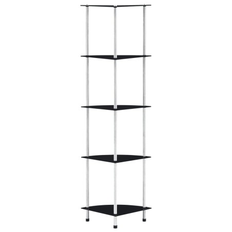 vidaXL Estantería 5 niveles cristal templado negro 30x30x130 cm