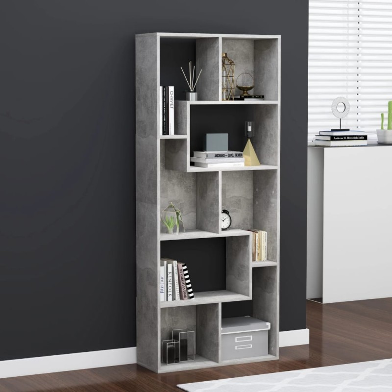 vidaXL Estantería madera contrachapada gris hormigón 67x24x161 cm vidaXL Estantería madera contrachapada gris hormigón 67x24x161 cm