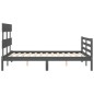 vidaXL Estructura de cama con cabecero madera maciza gris 140x200 cm vidaXL Estructura de cama con cabecero madera maciza gris 140x200 cm