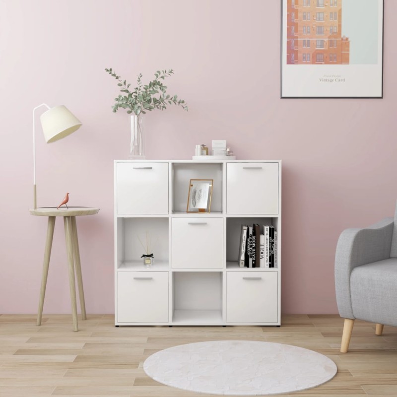 vidaXL Estantería librería madera contrachapada blanco 90x30x90 cm