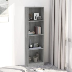vidaXL Estantería de 4 niveles contrachapada gris Sonoma 40x24x143 cm