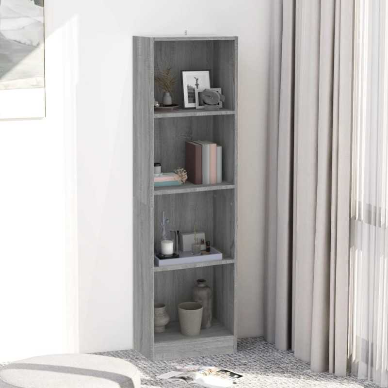 vidaXL Estantería de 4 niveles contrachapada gris Sonoma 40x24x143 cm vidaXL Estantería de 4 niveles contrachapada gris Sonoma 40x24x143 cm