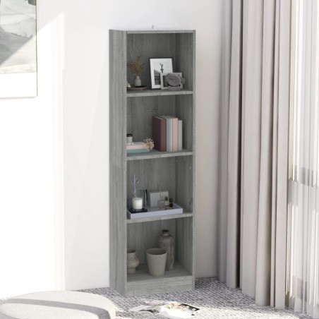 vidaXL Estantería de 4 niveles contrachapada gris Sonoma 40x24x143 cm