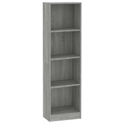 vidaXL Estantería de 4 niveles contrachapada gris Sonoma 40x24x143 cm