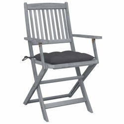 vidaXL Sillas de jardín plegables 2 uds cojines madera maciza acacia