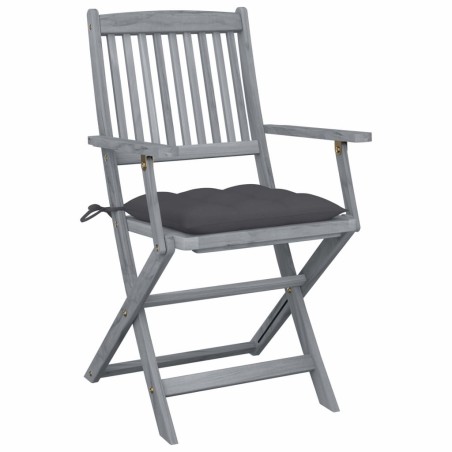 vidaXL Sillas de jardín plegables 2 uds cojines madera maciza acacia