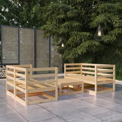vidaXL Juego de muebles de jardín 5 piezas madera maciza de pino