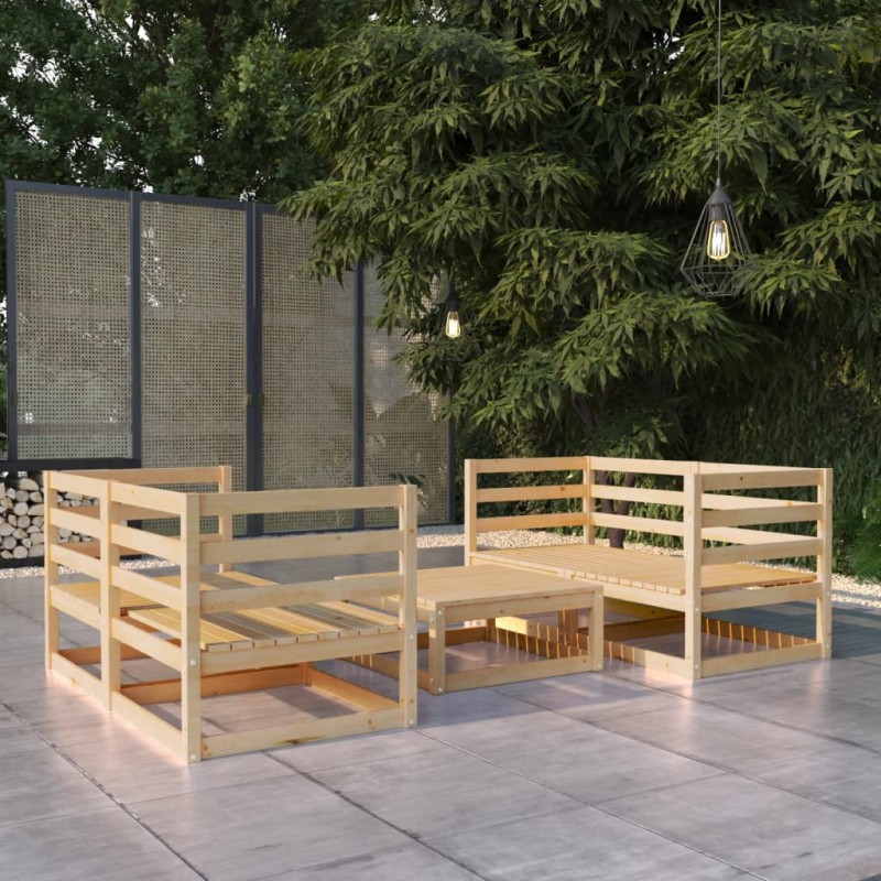 vidaXL Juego de muebles de jardín 5 piezas madera maciza de pino vidaXL Juego de muebles de jardín 5 piezas madera maciza de pino
