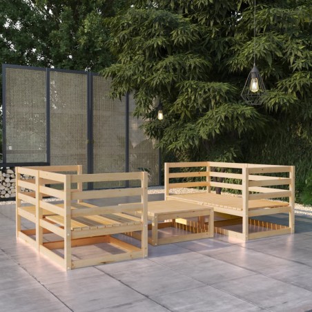 vidaXL Juego de muebles de jardín 5 piezas madera maciza de pino