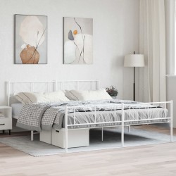 vidaXL Estructura cama metal con cabecero y estribo blanco 180x200 cm