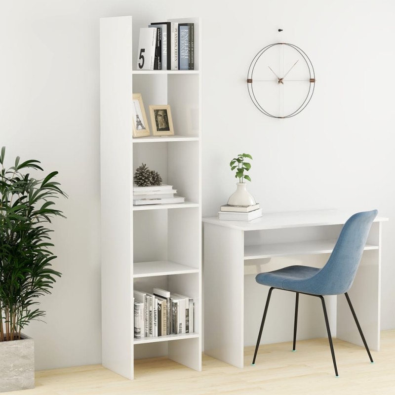 vidaXL Estantería madera contrachapada blanco brillante 40x35x180 cm vidaXL Estantería madera contrachapada blanco brillante 40x35x180 cm