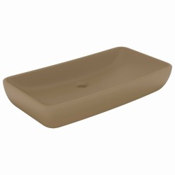 vidaXL Lavabo rectangular de lujo de cerámica crema mate 71x38 cm