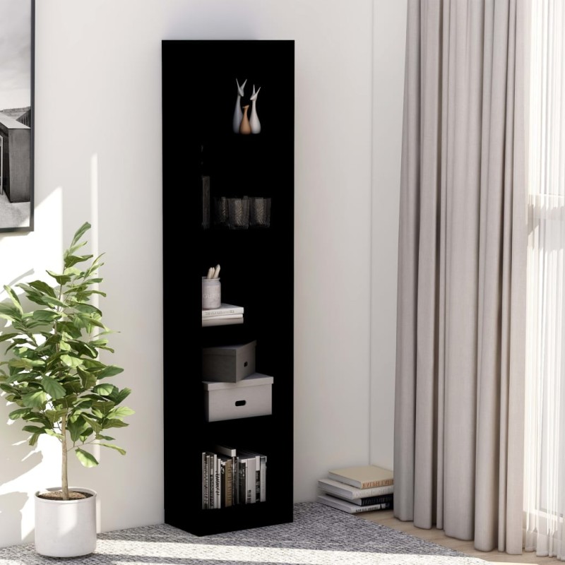 vidaXL Estantería de 5 niveles madera contrachapada negra 40x24x175 cm vidaXL Estantería de 5 niveles madera contrachapada negra 40x24x175 cm