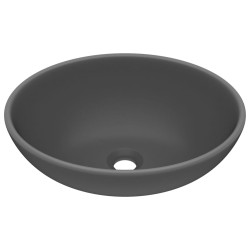 vidaXL Lavabo de lujo ovalado cerámica gris oscuro mate 40x33 cm 