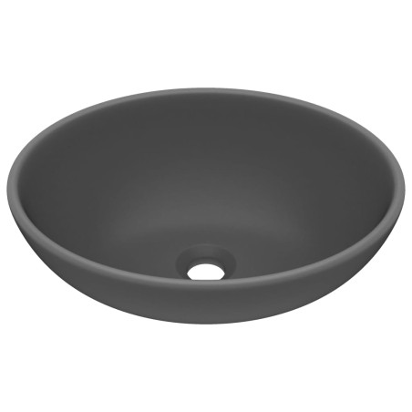 vidaXL Lavabo de lujo ovalado cerámica gris oscuro mate 40x33 cm 