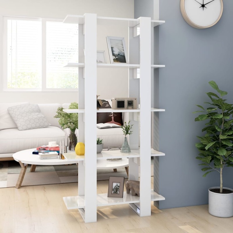 vidaXL Estantería/divisor de espacios blanco brillo 80x30x160 cm vidaXL Estantería/divisor de espacios blanco brillo 80x30x160 cm
