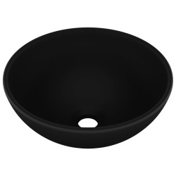 vidaXL Lavabo de lujo redondo cerámica negro mate 32,5x14 cm