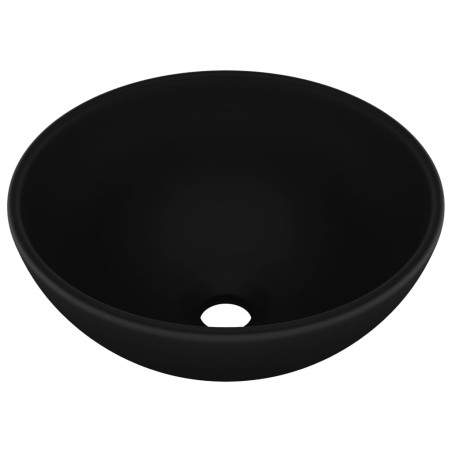 vidaXL Lavabo de lujo redondo cerámica negro mate 32,5x14 cm