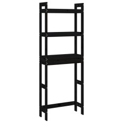 vidaXL Estante de baño madera maciza de pino negro 63x26x171 cm